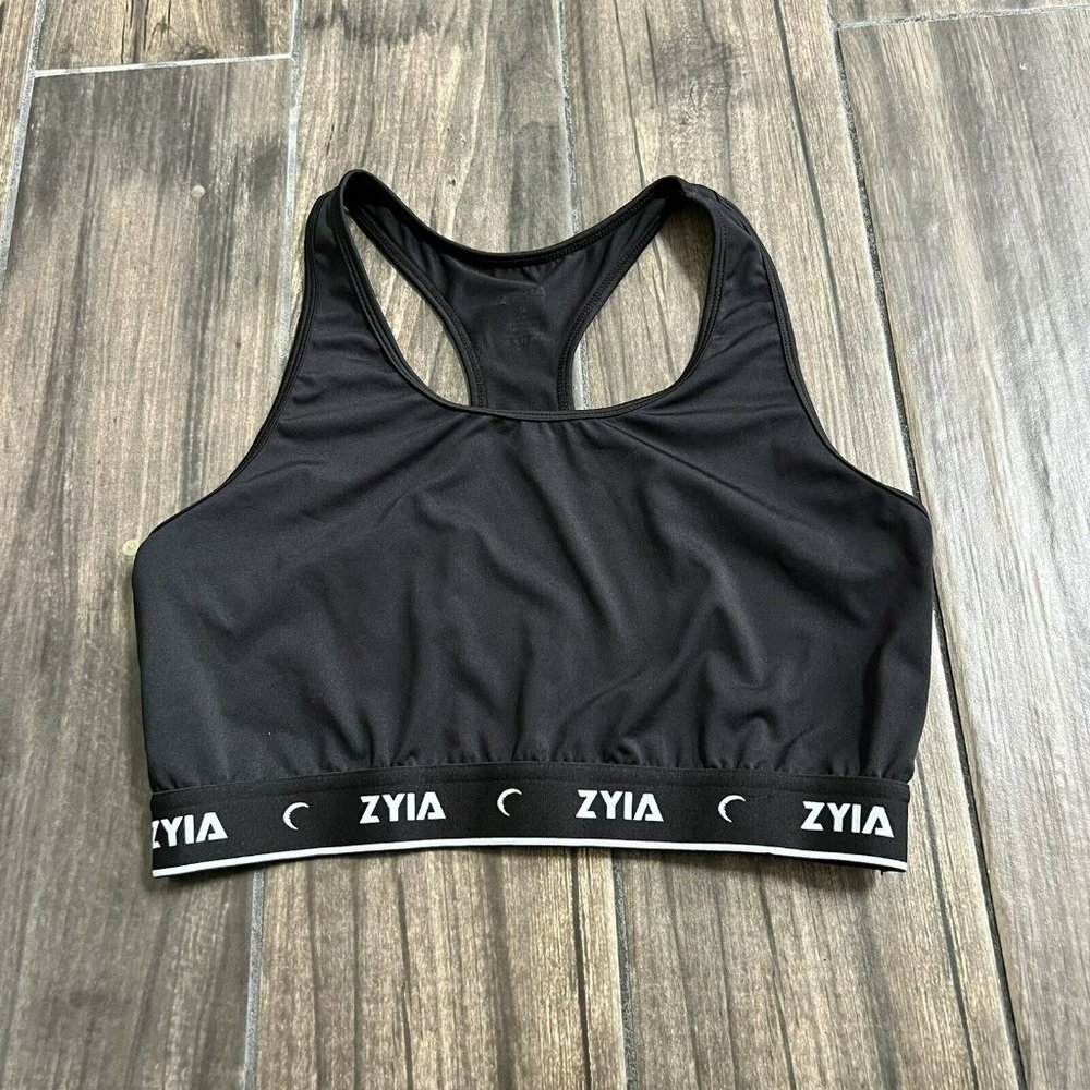zyia black sports bra size medium
